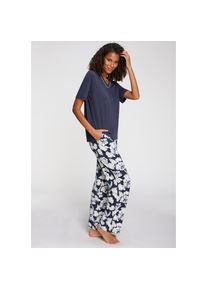 Lascana , Pyjama, (2 tlg.), mit schönem Blumenmuster , blau-geblümt , 32/34 , 32/34 , Pyjama mit schönem Muster
