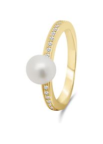 Brilio, Ring, Silver - Elegant gold plated ring with real pearl RI055Y - Circuit: 56 mm, (56)