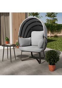 Ambia Garden Gartenmuschel , Grau , Metall, Kunststoff, Textil , Füllung: Polyester , 100x152x90 cm , Gartenmöbel, Loungemöbel, Sonneninseln