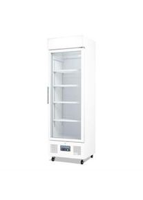 Frigorífico expositor para bebidas con panel iluminado, blanco, con puerta de vidrio, con cerradura, Polar 368L DM076