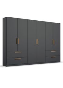 Rauch Drehtürenschrank "Skandi" 6-türig mit vier Schubladen - 271x54x210cm - grau - Holz