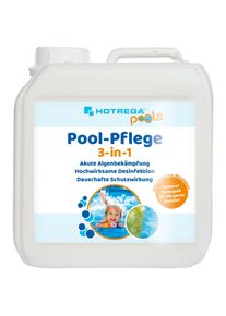 HOTREGA Traitement piscine 3 en 1, Anti algues piscine, 2 Liter, Algicide piscine, Clarifiant piscine