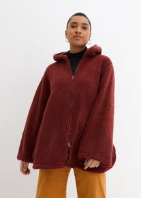 bonprix Femei Jachetă teddy-fleece cu șlițuri laterale, maro, 36/38