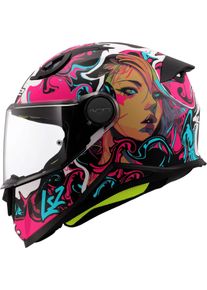 LS2 FF812 Cyberg, casco integrale bambini , colore: Fucsia/Nero/Turqoise , dimensione: S