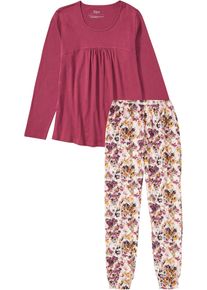 bonprix Mujer, Pijama de algodón orgánico puro, púrpura, 56/58