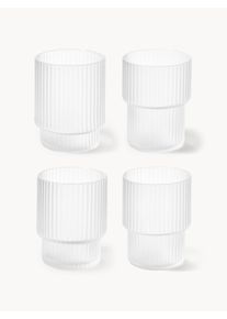 ferm LIVING Vasos de agua soplados con relieves Ripple, 4 uds. Transparente Vidrio Ø 5 x Al 6 cm, 60 ml