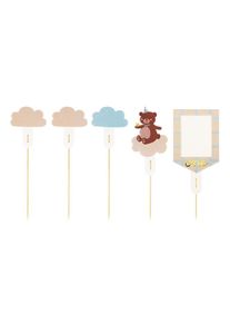 partydeco Tortentopper Teddybär, Mix, 12-14 cm (1 VPE / 5 Stk.) (5er Multipack)