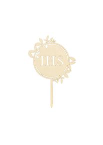 partydeco Caketopper IHS aus Holz, 23cm (10er Multipack)