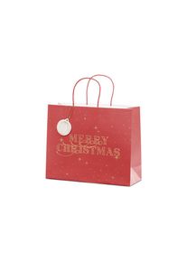 partydeco Geschenktüte Merry Christmas, weinrot, 32,5x26,5x11,5cm (5er Multipack)