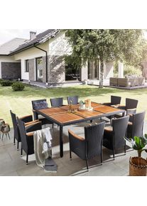 Ambia Garden Gartentischgruppe , Schwarz, Akaziefarben , Holz, Metall, Kunststoff, Textil , Akazie , massiv , rund , Gartenmöbel, Gartengarnituren,
