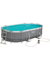 Bestway Pool SET 56448 , Blau, Grau, Weiß, Hellblau , Metall, Kunststoff , Uni , 305x107x488 cm , Freizeit & Co, Pools & Wasserspass, Aufstellpools
