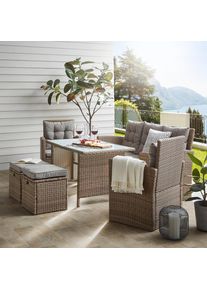 Ambia Garden Dining-Loungeset , Taupe, Beige , Metall, Kunststoff, Glas, Textil , Wange , Gartenmöbel, Gartengarnituren, Gartenmöbel-sets