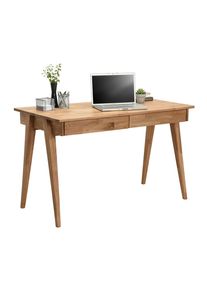 Schreibtisch , Wildeiche , Holz , Wildeiche , massiv , 2 Schubladen , rechteckig , eckig , 65x76x120 cm , Stauraum , Holzmöbel, Holztische,