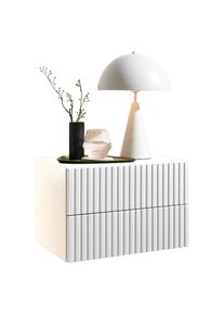 Boxxx Nachtkästchen , Weiß , Holzwerkstoff , 2 Schubladen , 42x28x30 cm , hängend , Schlafzimmer, Nachtkästchen