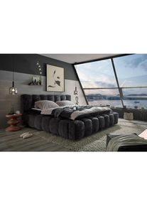 Mid.you Polsterbett , Schwarz , Textil, Holzwerkstoff , 180x200 cm , gepolstertes Kopfteil , Schlafzimmer, Betten, Polsterbetten