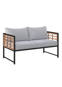 Ambia Garden Loungesofa , Naturfarben, Schwarz , Holz, Metall, Textil , Akazie , vollmassiv , 125x67.5x63.5 cm , Gartenmöbel, Loungemöbel, Gartensofas