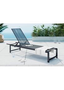 Ambia Garden Gartenliege , Anthrazit, Grau , Metall, Kunststoff , 190x34x60 cm , wetterfest, Rückenlehne verstellbar , Gartenmöbel, Gartenliegen,