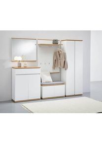 Xora Garderobenschrank , Weiß, Eiche Artisan , Holzwerkstoff , 5 Fächer , 70x200x37.8 cm , Beimöbel erhältlich , Holzmöbel, Garderobe Holz,
