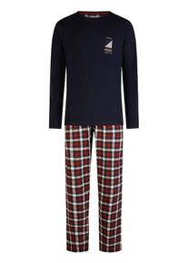 Phil & Co. Berlin Pyjama ' Cozy ' Herren blau, rot, weiß Größe M Kariert
