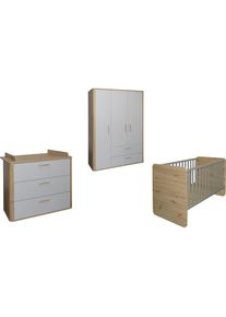 Mäusbacher Mäusbacher , Babymöbel-Set »Lilly«, (3 tlg., Wiko/Bett/Kleiderschrank) , asteiche/kreidegrau