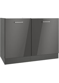 KOCHSTATION , Spülenschrank »KS-Milan«, HELD Möbel, Spülzentrum 110 cm, matte oder hochglänzende Fronten , grau Hochglanz