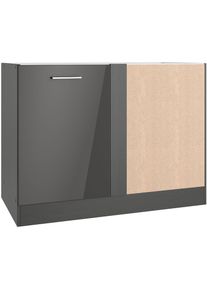 KOCHSTATION , Eckunterschrank »KS-Milan«, HELD Möbel, Eckunterschrank 110 cm, matte oder hochglänzende Fronten , grau Hochglanz