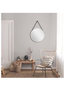 Talos , Wandspiegel, dekorativer runder Spiegel mit Aluminiumrahmen, Ø 50 cm , weiß matt