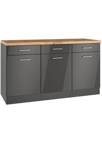 KOCHSTATION , Unterschrank »KS-Milan«, HELD Möbel, Unterschrank 150 cm, matte oder hochglänzende Fronten , grau Hochglanz