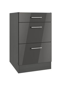 KOCHSTATION , Unterschrank »KS-Milan«, HELD Möbel, Auszugschrank 100 cm, matte oder hochglänzende Fronten , grau Hochglanz