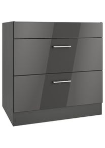 KOCHSTATION , Kochfeldumbauschrank »KS-Milan«, HELD Möbel, Kochfeldumbau 80 cm, matte oder hochglänzende Fronten , grau Hochglanz