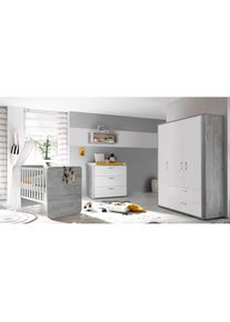 Mäusbacher Mäusbacher , Babyzimmer-Komplettset »Aarhus«, (Set, 3-teilig: Bett, Wickelkommode und Schrank) , vintage grau/weiß matt Lack