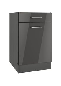 KOCHSTATION , Unterschrank »KS-Milan«, HELD Möbel, Unterschrank 50 cm, matte oder hochglänzende Fronten , grau Hochglanz