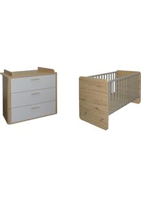 Mäusbacher Mäusbacher , Babymöbel-Set »Lilly«, (2 tlg., Wiko/Bett) , asteiche/kreidegrau