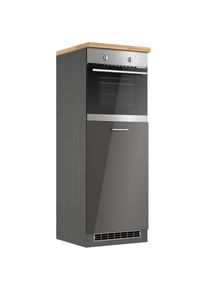 KOCHSTATION , Backofenumbauschrank »KS-Milan«, HELD Möbel, Ofenumbauschrank 60 cm, matte oder hochglänzende Fronten , grau Hochglanz