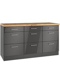 KOCHSTATION , Unterschrank »KS-Milan«, HELD Möbel, Auszugschrank 150 cm, matte oder hochglänzende Fronten , grau Hochglanz