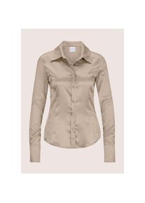 Madeleine Mode MADELEINE , Hemdbluse »Bluse Langarm Satinbluse mit edlem Glanz« , taupe , 42 , 42 , Hemdkragen