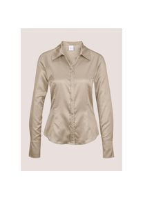 Madeleine Mode MADELEINE , Hemdbluse »Bluse Langarm Satinbluse mit edlem Glanz« , kiesel , 38 , 38 , Hemdkragen