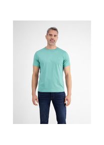 Lerros , T-Shirt »Basic T-Shirt mit Logostitck, unifarben« , FJORD BLUE , M , M , Klassischer Rundhalsausschnitt