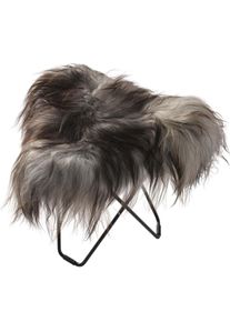 Iceland Flying Goose Tabouret en peau de mouton cuero Noir / Gris sauvage