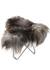 Iceland Flying Goose Tabouret en peau de mouton cuero Chrome / Wild gris