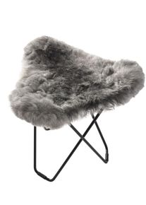 Iceland Flying Goose Tabouret en peau de mouton cuero Noir / Shorn gris