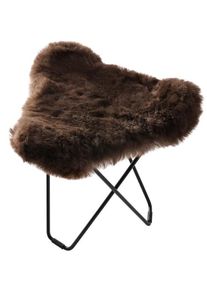Iceland Flying Goose Tabouret en peau de mouton cuero Noir / Shorn marron