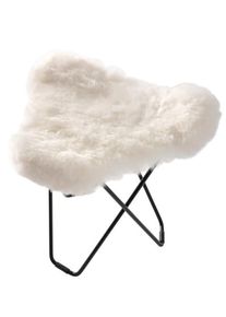 Iceland Flying Goose Tabouret en peau de mouton cuero Noir / Shorn blanc