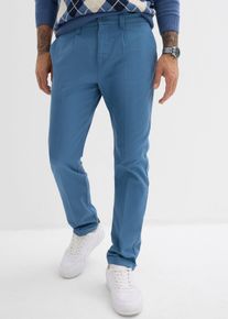 Regular-Fit bukse med buksepress av bomullstwill Straight, blå, størrelse 54, bonprix