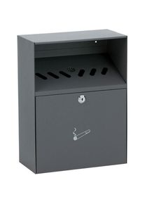 ReinigungsBerater, Aschenbecher, Wandaschenbecher mit Regenschutz grau aus pulverbeschichtetem Stahl, verschliessbar