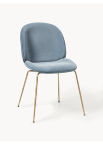 Gubi WESTWING x Gubi, Silla de comedor de terciopelo Beetle by Delia Lachance Azul, Dorado Terciopelo An 56 x F 58 cm