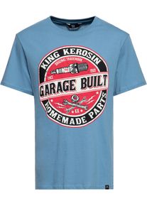 King Kerosin Garage Built, t-shirt , color: Light Blue/Red/Grey , size: XXL
