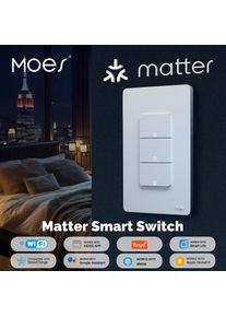 MOES WiFi Matter Switch Smart Tuya Light Button Neutral Wire Required App Control Grounding Design Alexa Google Home Apple Home