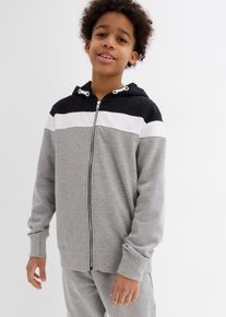 Sweat zippé à capuche en coton mélangé - noir - taille 128/134 avec coton - bonprix