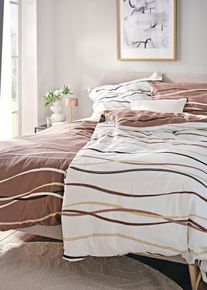 Parure de lit r&eacute;versible motif vague - beige - taille 135x200 cm - 100% coton - bonprix